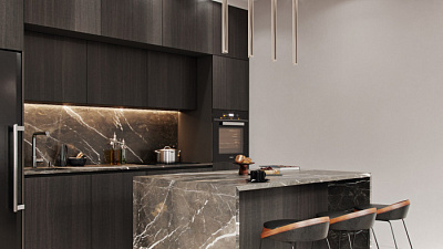 Кухня на заказ Орех темный 68 Т